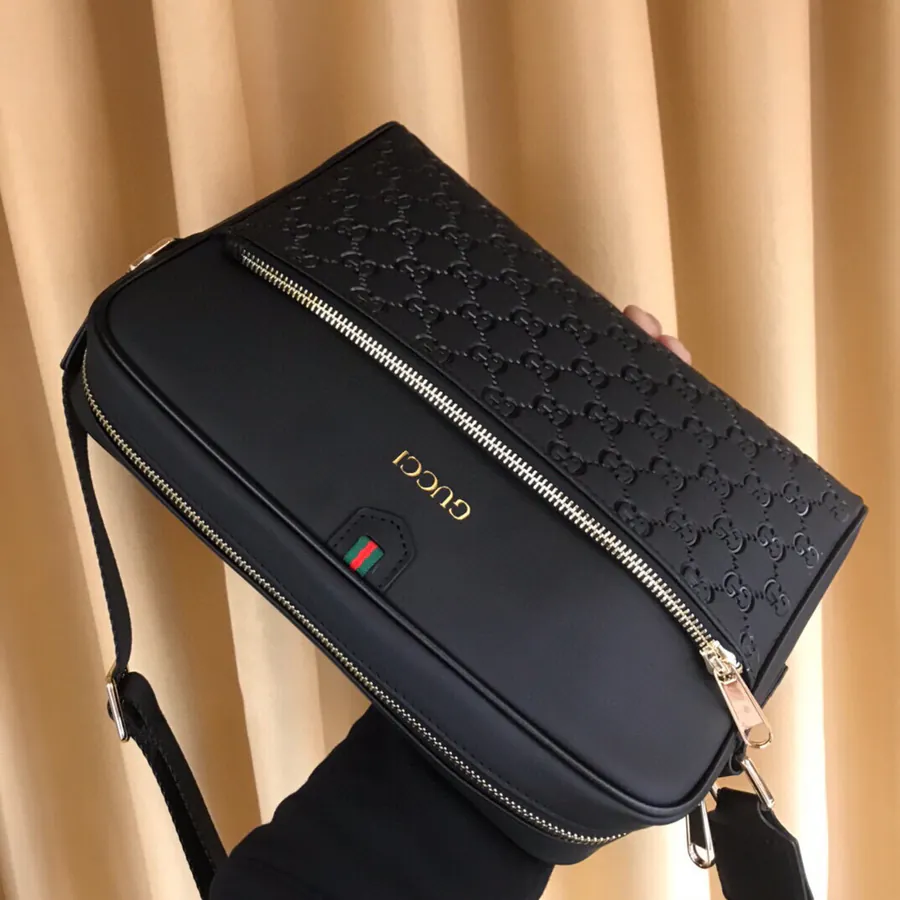 Italian Calfskin Crossbody Bag with Brand Logo
