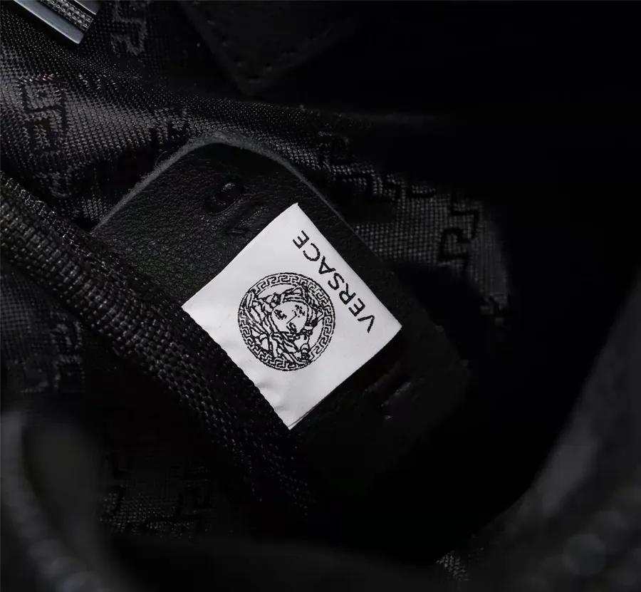 Versace Double Zip Bucket Bag Premium Leather, Black