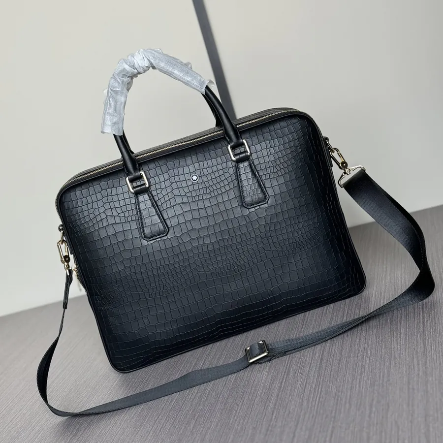 Mondaine Double Zip Grained Calfskin Briefcase