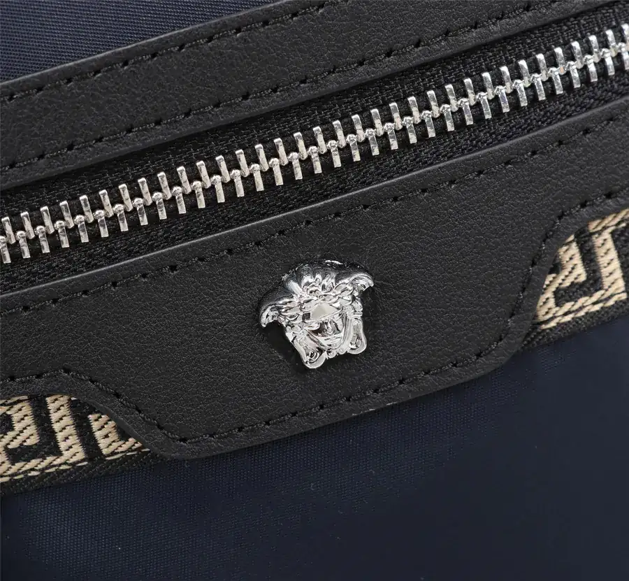 Versace Raincoat Nylon Double Zip Bucket Bag