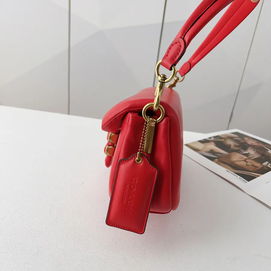 C Family New Year Red Pillow Tabby Calfskin Crossbody Bag