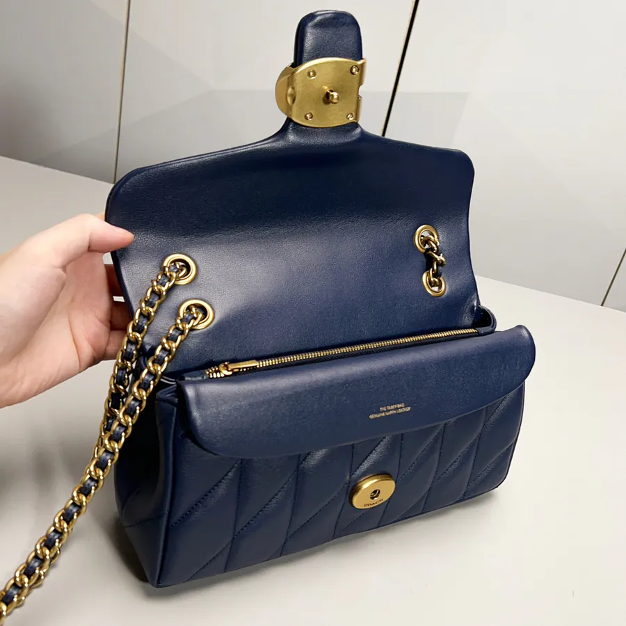 Coa New Color Bucket Bag with Chain Tabby and Grained Calfskin
