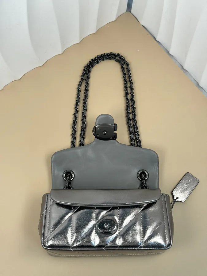 COA H New Leather Bucket Bag with Quilting
