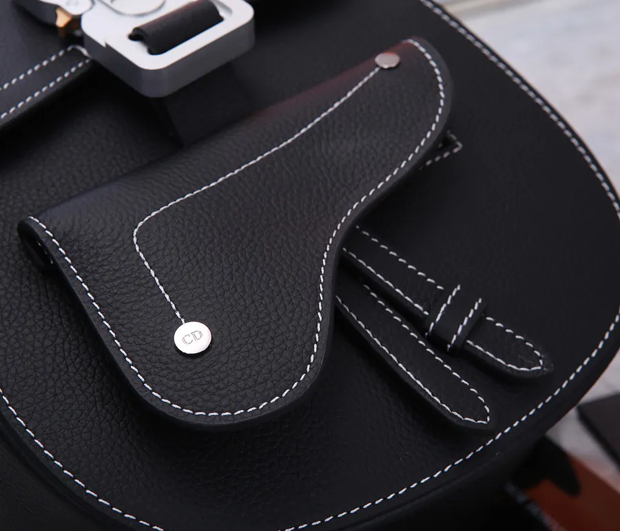 Christian Dior Saddle Backpack Black Grained Calfskin