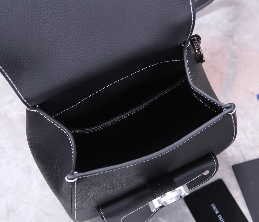 Christian Dior Saddle Backpack Black Grained Calfskin