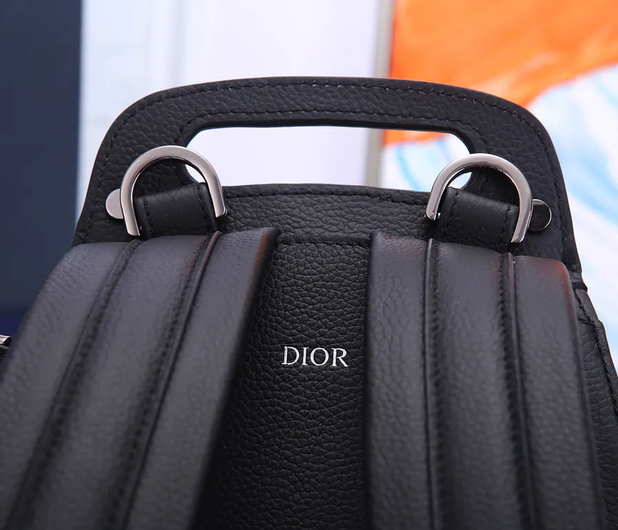 Christian Dior Saddle Shoulder Bag Black Grained Calfskin