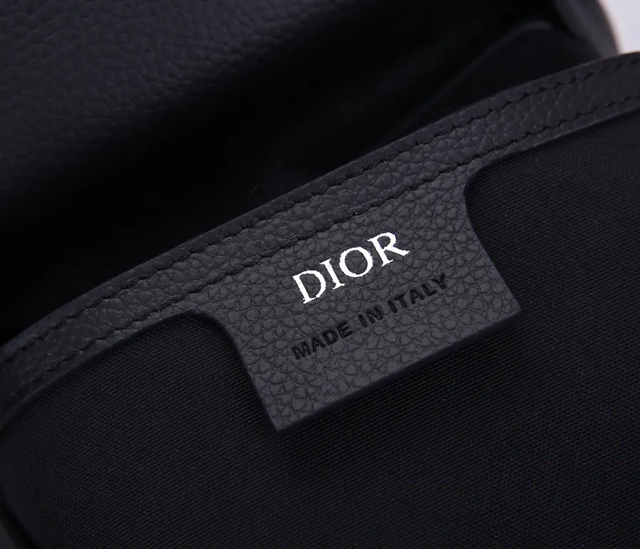 Christian Dior Saddle Shoulder Bag Black Grained Calfskin