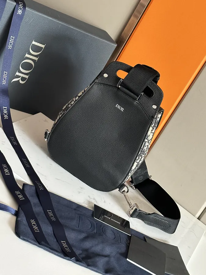 Christian Dio Mini Crossbody Bag in Grained Calfskin