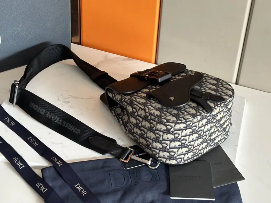 Christian Dio Mini Crossbody Bag in Grained Calfskin