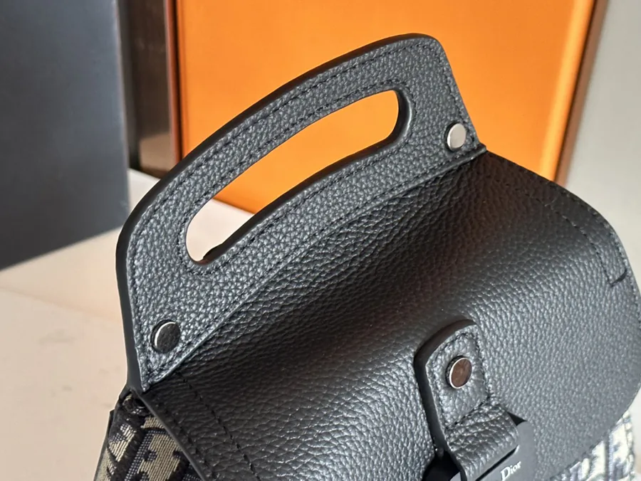 Christian Dio Mini Crossbody Bag in Grained Calfskin