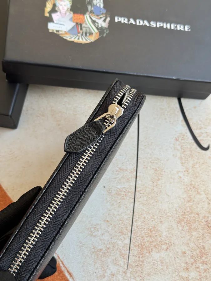 Classic Single Zip Wallet in Blue ZP Development, Italian Cross Grain Calfskin