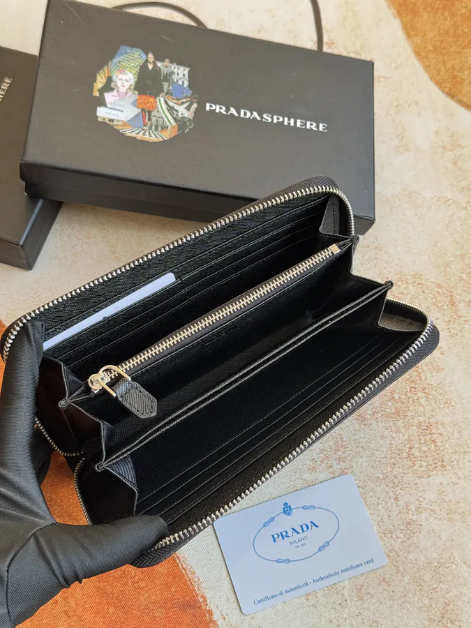 Classic Single Zip Wallet in Blue ZP Development, Italian Cross Grain Calfskin