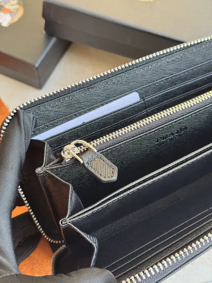 Classic Single Zip Wallet in Blue ZP Development, Italian Cross Grain Calfskin