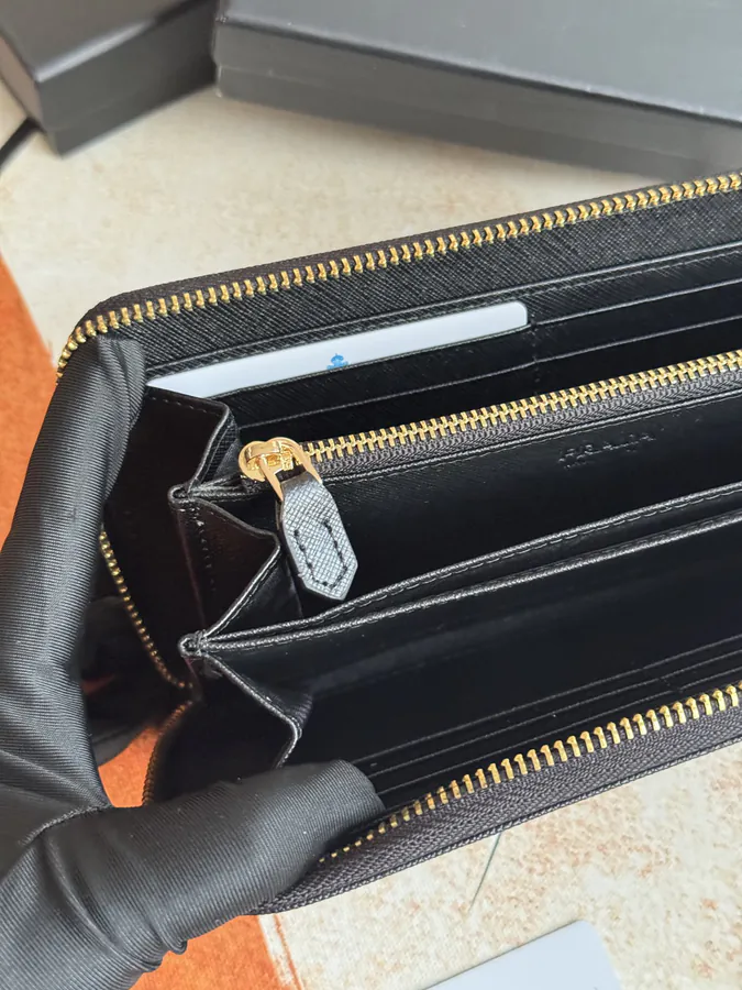 Classic Single Zip Wallet in Blue ZP Development, Italian Cross Grain Calfskin