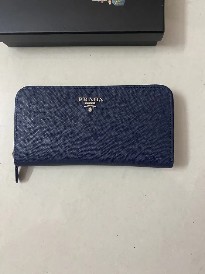 Classic Single Zip Wallet in Blue ZP Development, Italian Cross Grain Calfskin