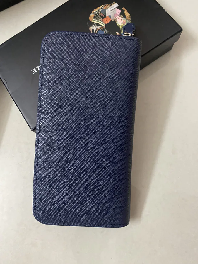 Classic Single Zip Wallet in Blue ZP Development, Italian Cross Grain Calfskin