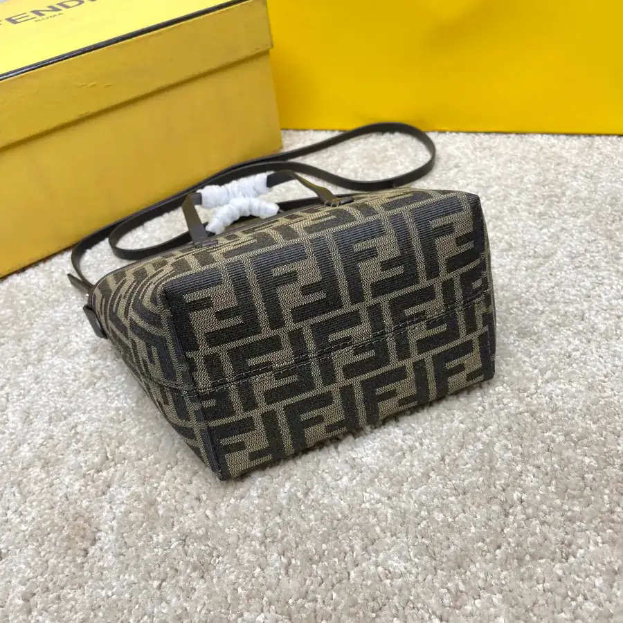 Roll Mini Handbag with Brown FF Embroidery