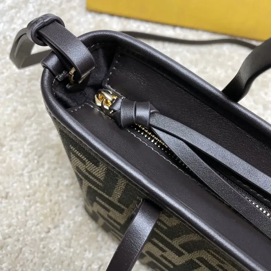 Roll Mini Handbag with Brown FF Embroidery