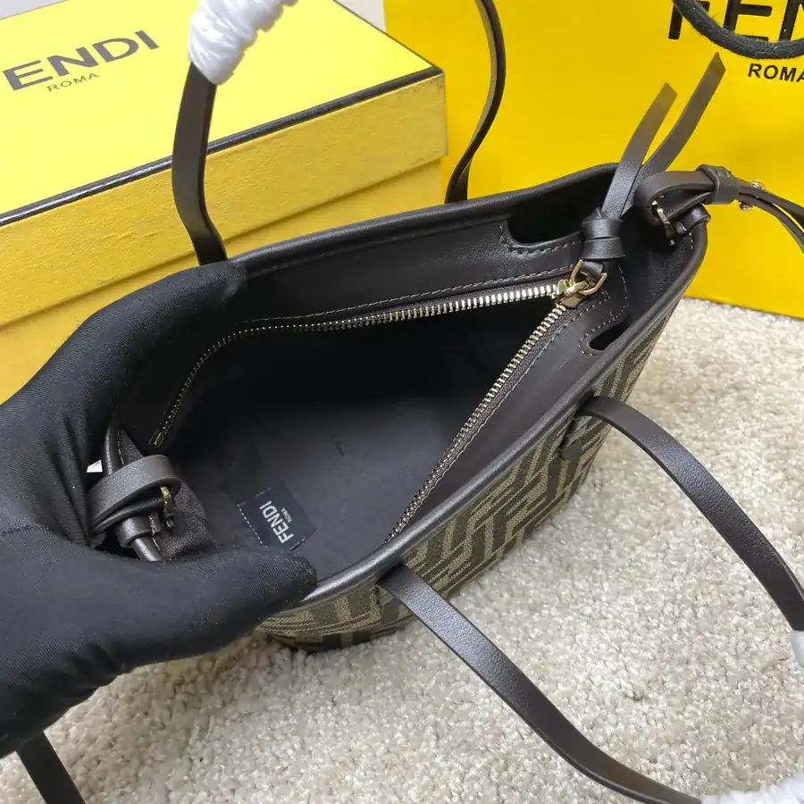Roll Mini Handbag with Brown FF Embroidery