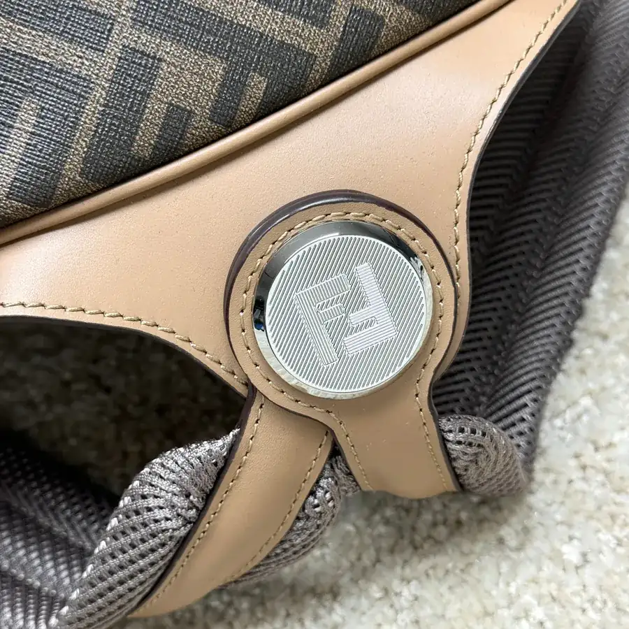 FF Bucket Bag with Adjustable Strap and Metal Accents