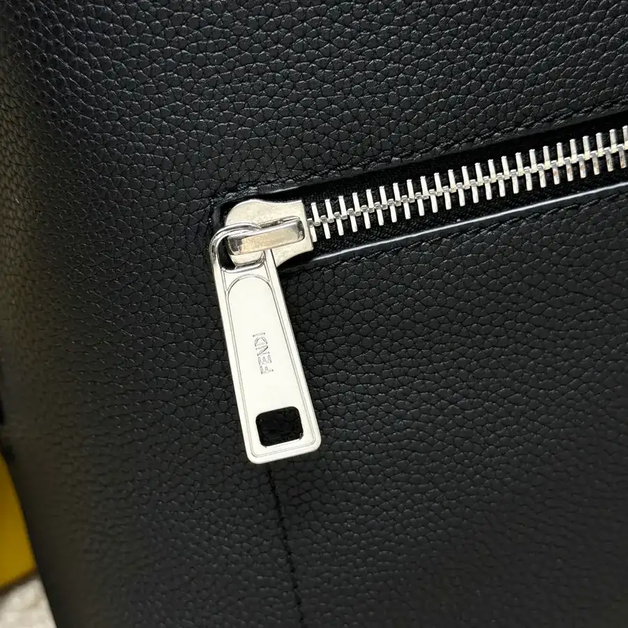 FF Logo Metal Stud Backpack Black Grained Calfskin
