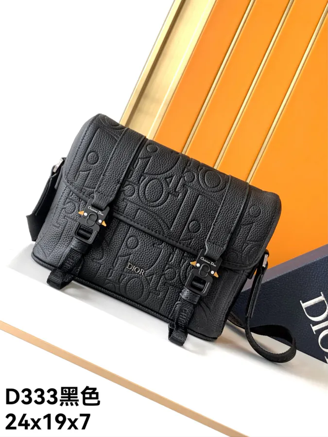 Original D333 Black Full Leather Crossbody Bag
