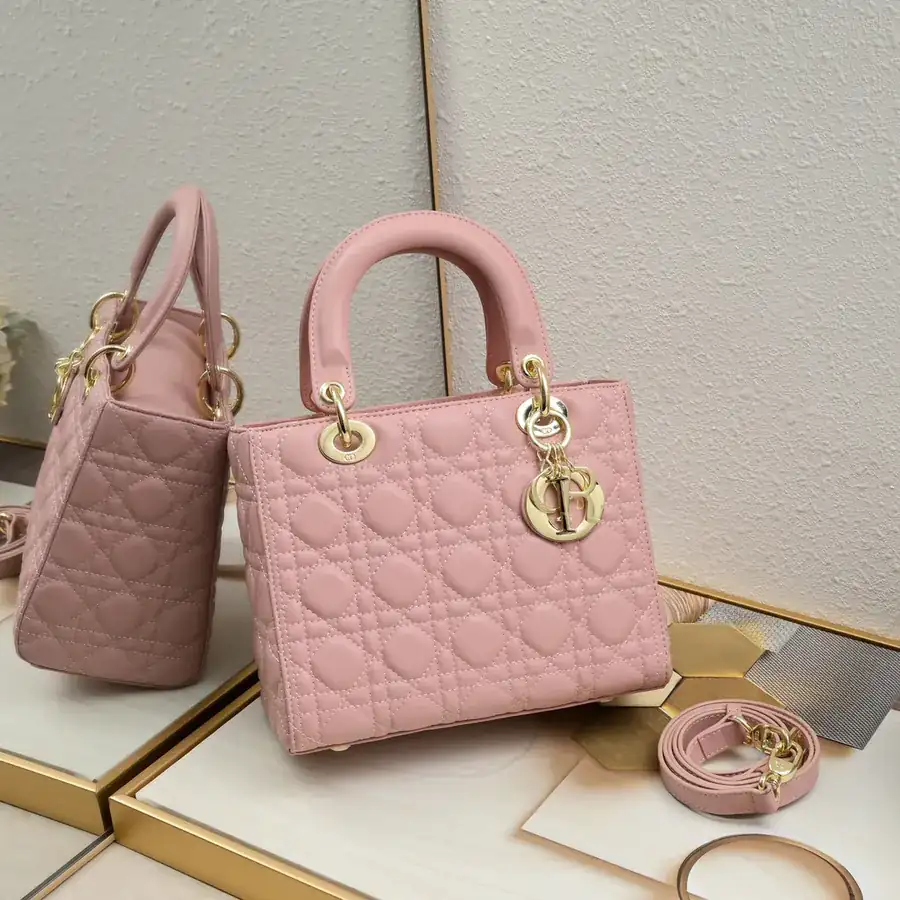 My Lady Pink Grained Calfskin Crossbody Bag