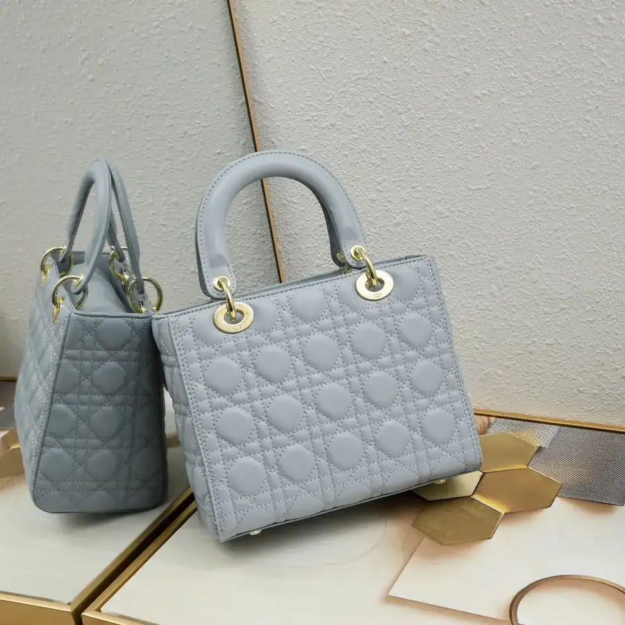 My Lady Blue Grained Calfskin Bucket Bag