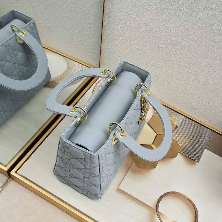 My Lady Blue Grained Calfskin Bucket Bag