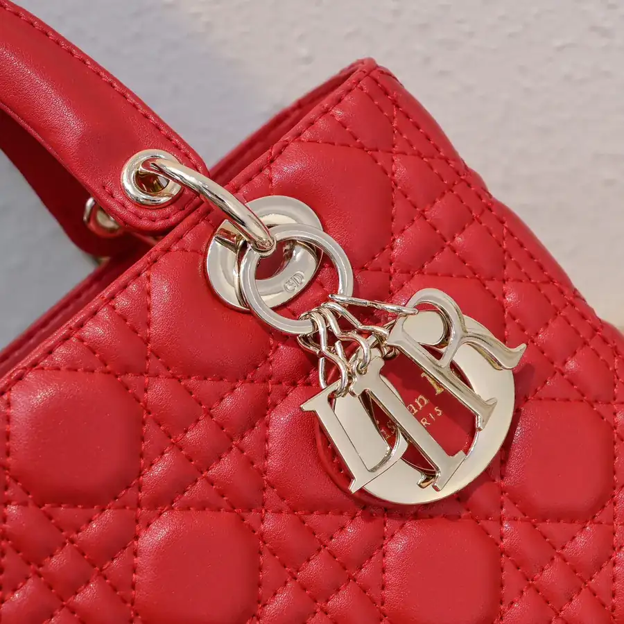 My Lady Red Grained Calfskin Crossbody Bag