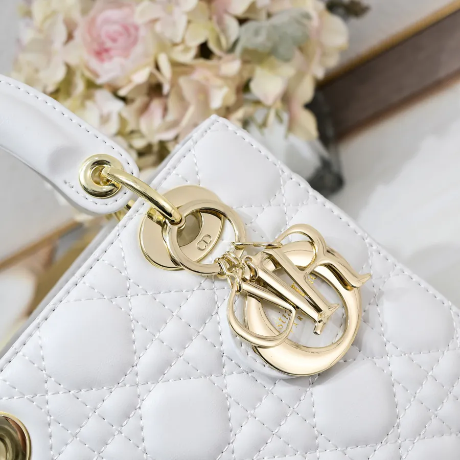 My Lady Letter Series White Grained Leather Clutch