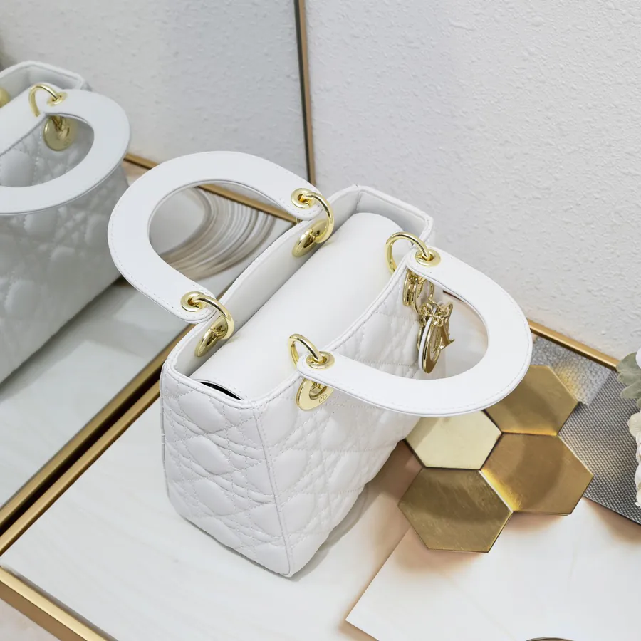 My Lady Letter Series White Grained Leather Clutch