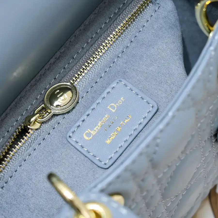 My Lady Letter Series Bucket Bag with Blue Grained Leather