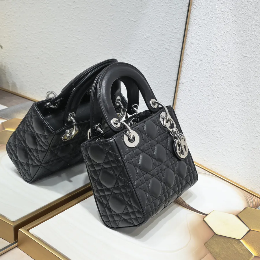 Dai Fei 3 Compartment Bag in Black with Silver Buckles
