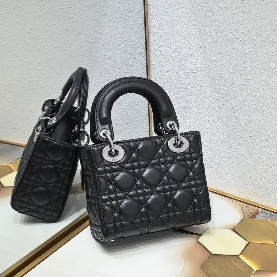 Dai Fei 3 Compartment Bag in Black with Silver Buckles