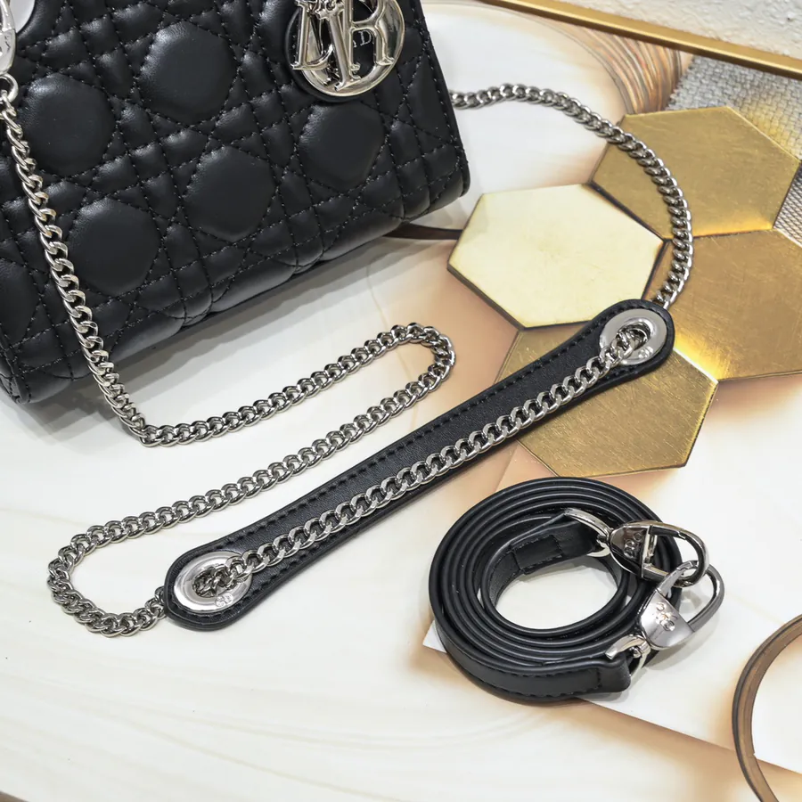 Dai Fei 3 Compartment Bag in Black with Silver Buckles