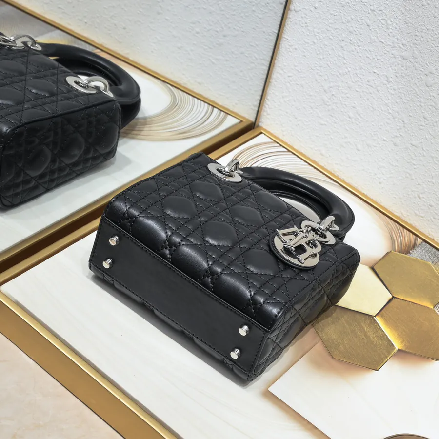 Dai Fei 3 Compartment Bag in Black with Silver Buckles
