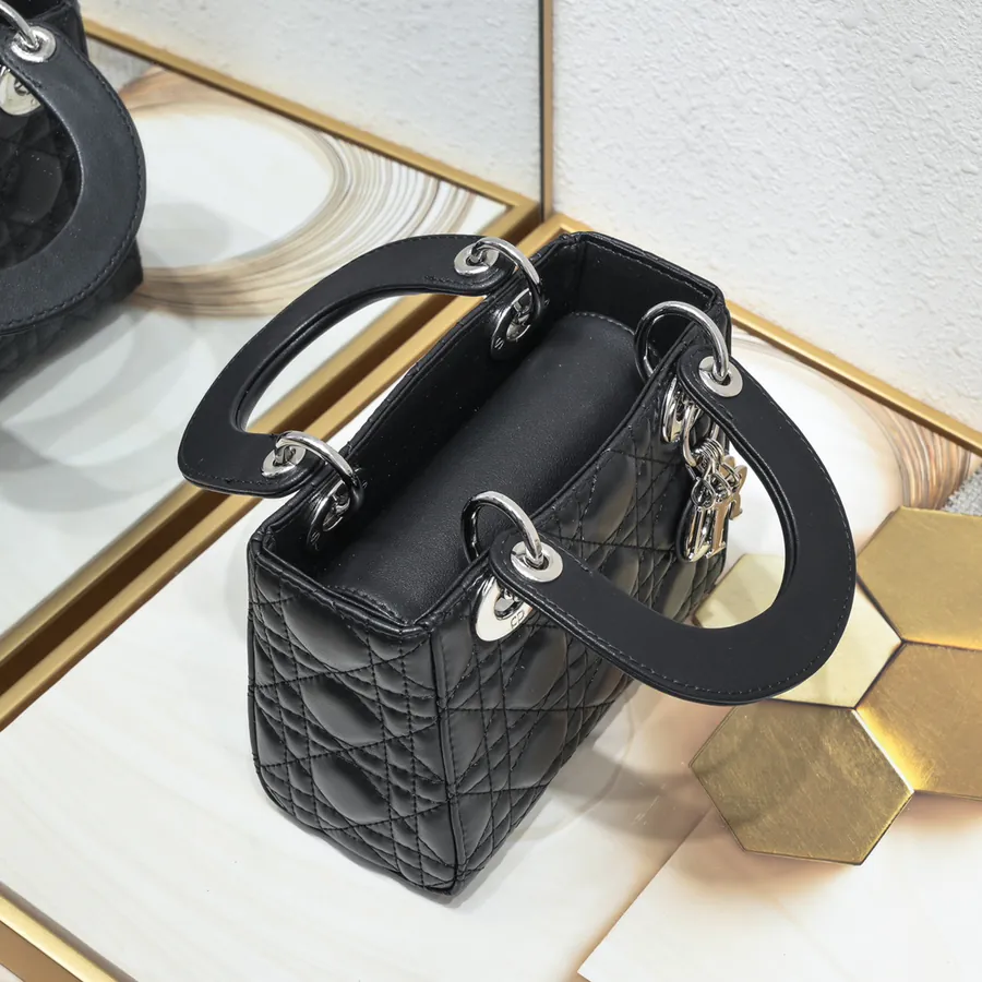 Dai Fei 3 Compartment Bag in Black with Silver Buckles
