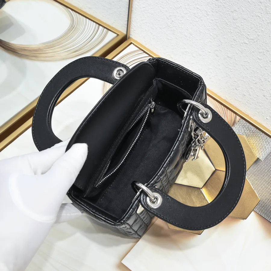 Dai Fei 3 Compartment Bag in Black with Silver Buckles