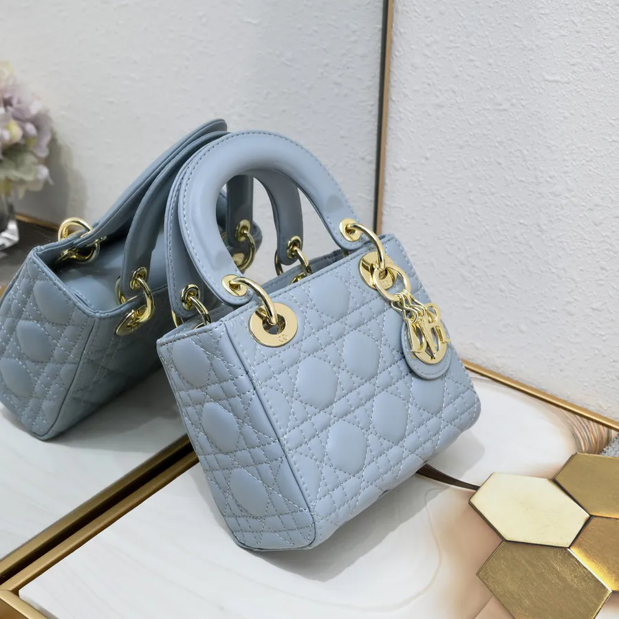 Dai Fei 3 Compartment Mini Bag with Blue Metal Clasp