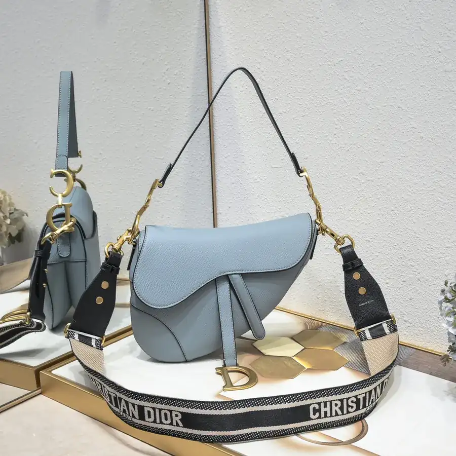 Saddle Blue Handprint Bucket Bag