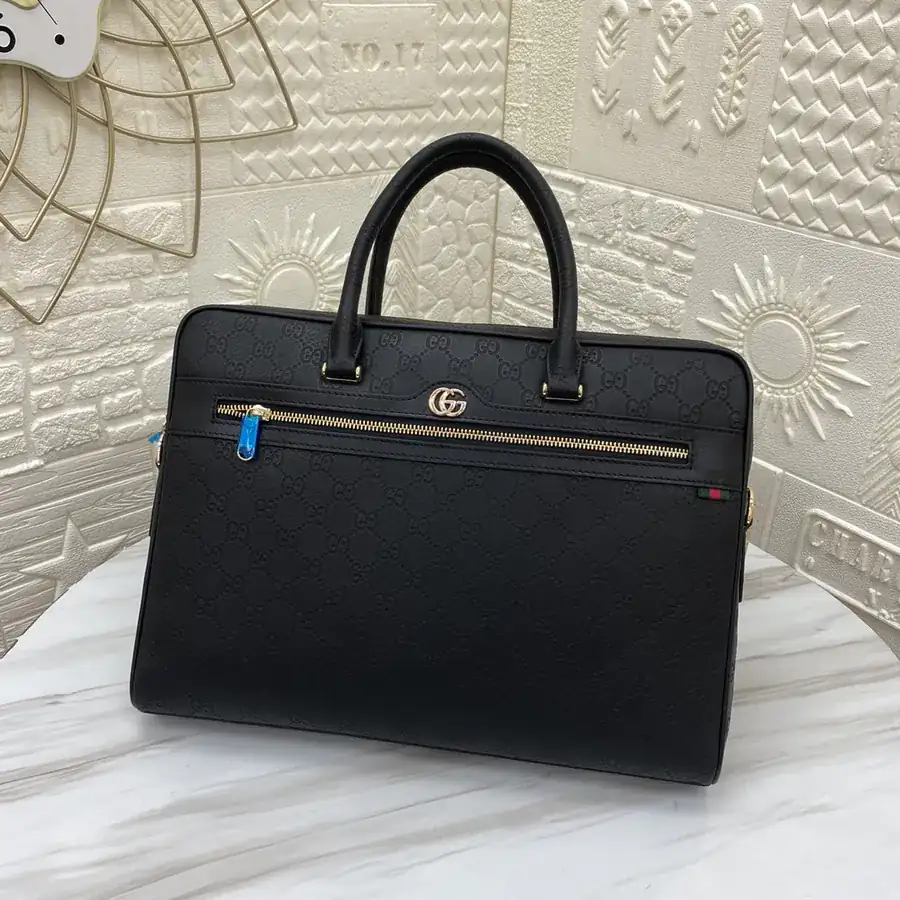G Brand Bucket Bag in Grained Calfskin