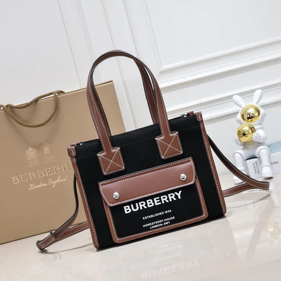 Freya Italian Tote Bag by B Dual tone Canvas and Leather