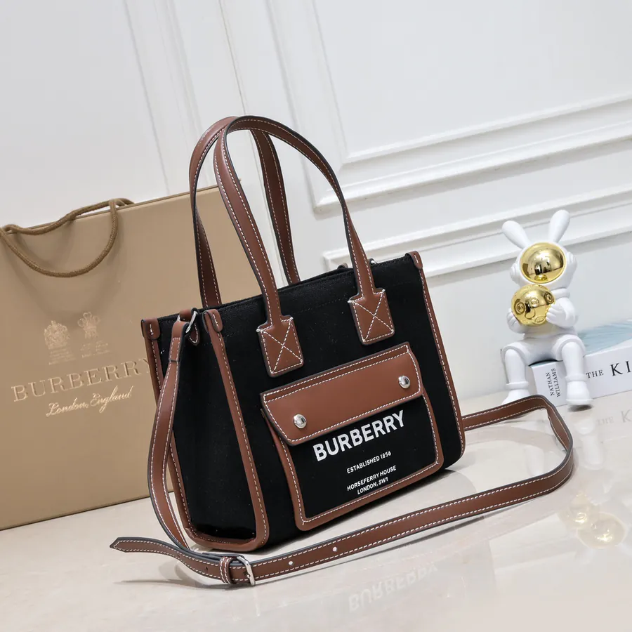 Freya Italian Tote Bag by B Dual tone Canvas and Leather