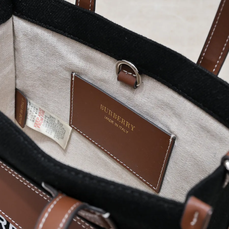 Freya Italian Tote Bag by B Dual tone Canvas and Leather