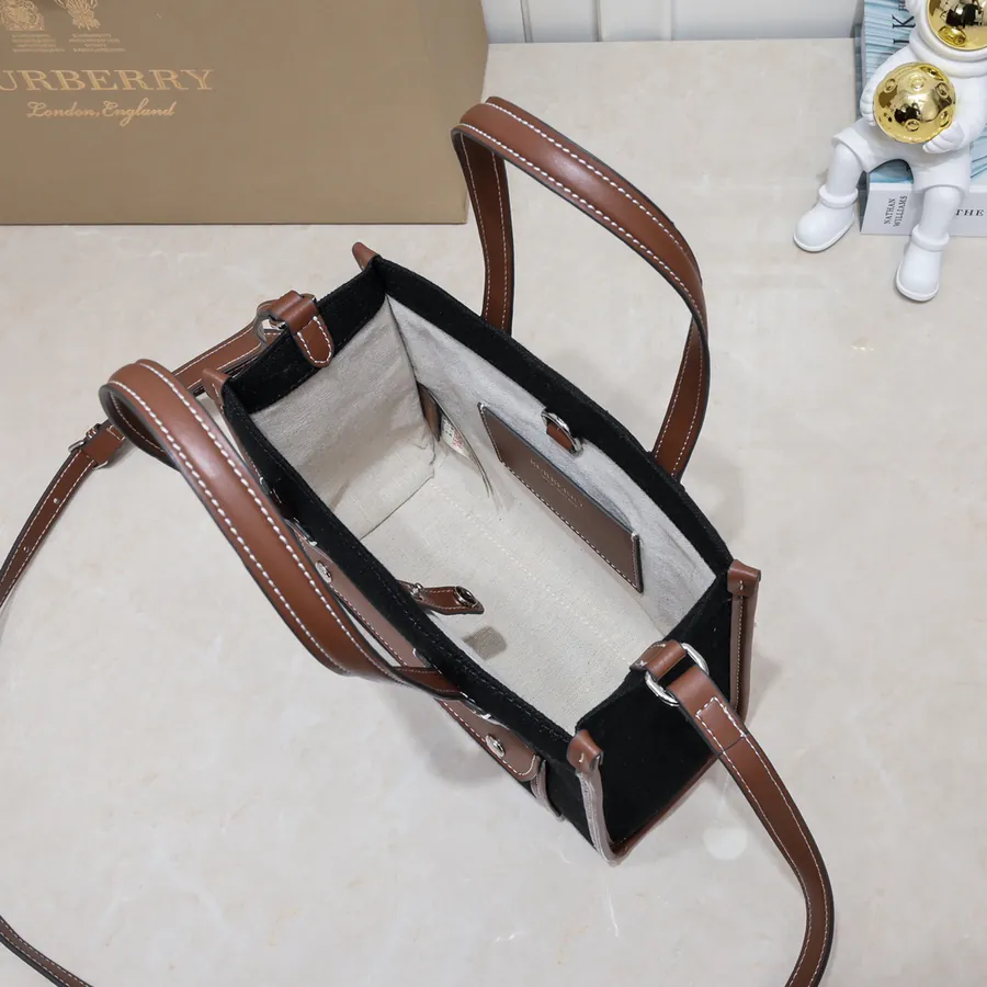 Freya Italian Tote Bag by B Dual tone Canvas and Leather