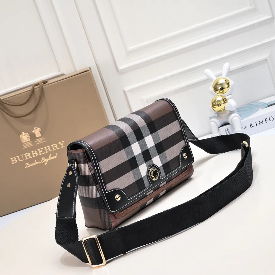 B Brand Upgraded Crossbody Bag with Brand Pattern and Embroidered Leather