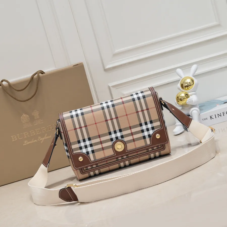 B Brand Upgraded Mini Crossbody Bag with Grained Calfskin and Vintage Pattern