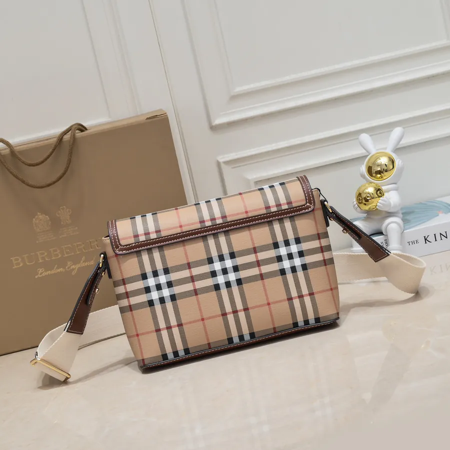 B Brand Upgraded Mini Crossbody Bag with Grained Calfskin and Vintage Pattern