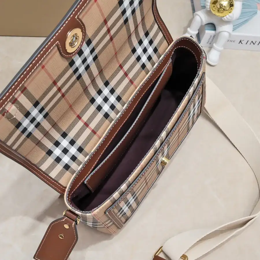 B Brand Upgraded Mini Crossbody Bag with Grained Calfskin and Vintage Pattern